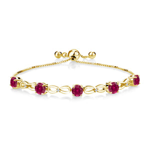 Created Ruby - July_Bracelet in 925 Yellow Gold Plated Silver