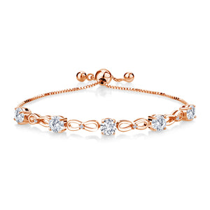 White Lab Grown Diamond - April_Bracelet in 925 Rose Gold Plated Silver