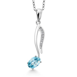 London Blue Topaz_Pendant in 925 Sterling Silver