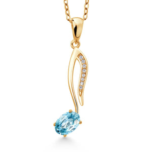 London Blue Topaz - November_Pendant in 925 Yellow Gold Plated Silver