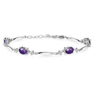 Amethyst-Checkerboard - February_Bracelet in 925 Sterling Silver