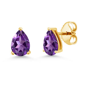 Amethyst - February_Earrings in 925 Yellow Gold Plated Silver