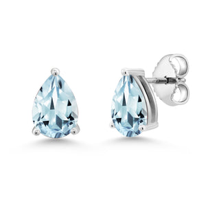 Aquamarine - March_Earrings in 925 Sterling Silver