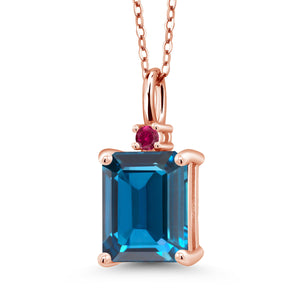 London Blue Topaz - November_925 Rose Gold Plated Silver_Pendant in 925 Rose Gold Plated Silver