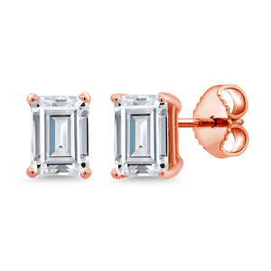 White Moissanite - April_Rose Gold Plated Silver_Earrings in Rose Gold Plated Silver