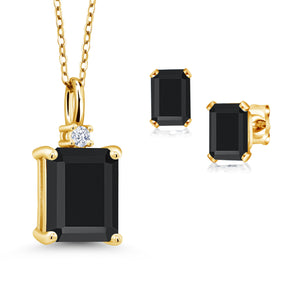 Pendant Earrings Set in 925 Yellow Gold Plated Silver