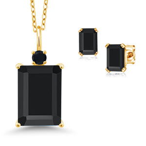 Pendant Earrings Set in 925 Yellow Gold Plated Silver