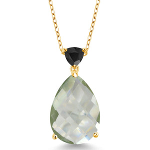 Prasiolite_Pendant in 925 Yellow Gold Plated Silver