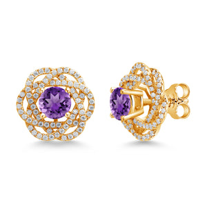 Amethyst - February_Earrings in 925 Yellow Gold Plated Silver