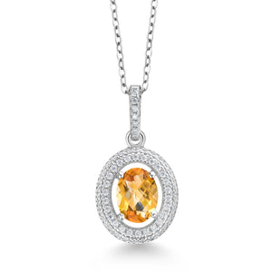 Citrine-Checkerboard - November_Sterling Silver_Pendant in Sterling Silver