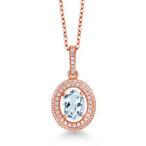 Aquamarine - March_Rose Gold Plated Silver_Pendant in Rose Gold Plated Silver