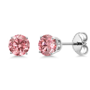 Pink Lab Grown Diamond - April_Earrings in 925 Sterling Silver