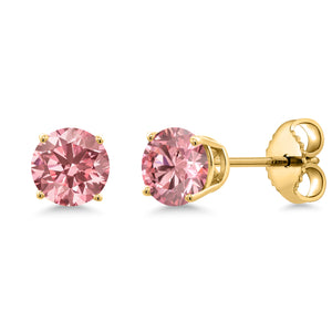 Pink_Earrings in 925 Yellow Gold Plated Silver