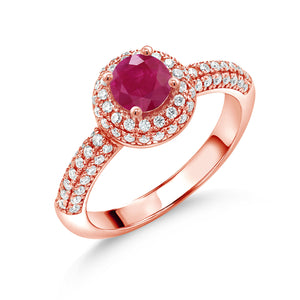 Ruby - July_5_Ring in 925 Rose Gold Plated Silver