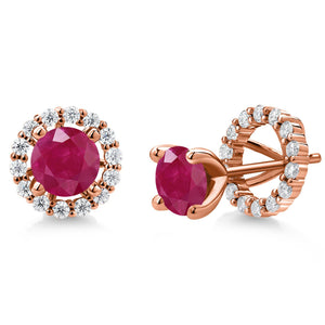 Ruby - July_Earrings in 925 Rose Gold Plated Silver