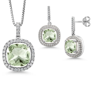 Prasiolite_Sterling Silver_Pendant Earrings Set in Sterling Silver