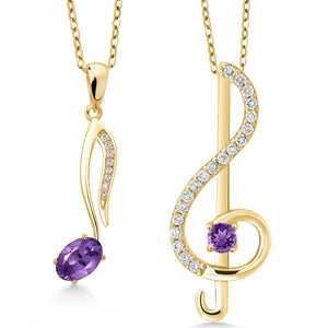 Amethyst - February_Pendant in 925 Yellow Gold Plated Silver