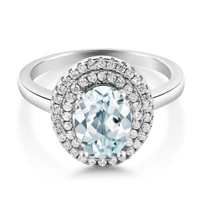 Aquamarine - March_5_Ring in 925 Sterling Silver