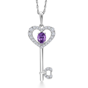 Amethyst - February_Pendant in 10K White Gold