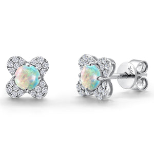 Opal - October_Earrings in 10K White Gold