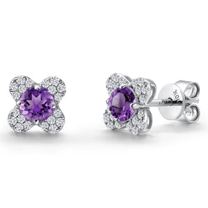Amethyst - February_Earrings in 10K White Gold