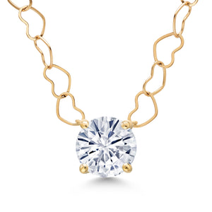 White Moissanite - April_Necklace in 14K Yellow Gold