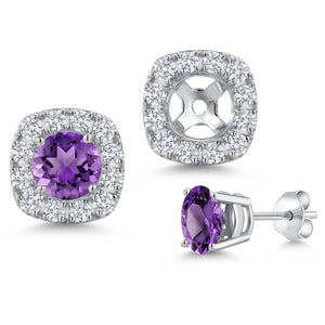 Amethyst - February_Earrings in 14K White Gold