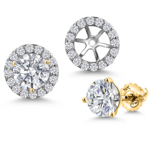 White Lab Grown Diamond - April_Earrings in 14K Two Tone Gold