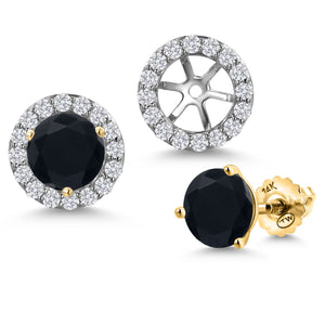Onyx - December_Earrings in 14K Two Tone Gold