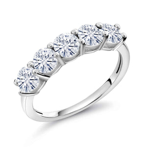 Moissanite_7_Ring in 925 Sterling Silver