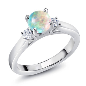 White Created Sapphire - September_Ring in 925 Sterling Silver