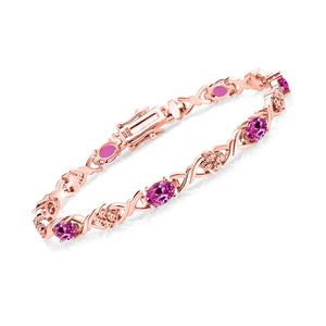 Created Sapphire_Bracelet in 925 Rose Gold Plated Silver