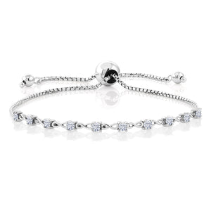 White Moissanite - April_925 Sterling Silver_Bracelet in 925 Sterling Silver