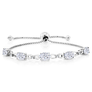 White Moissanite - April_Bracelet in 925 Sterling Silver