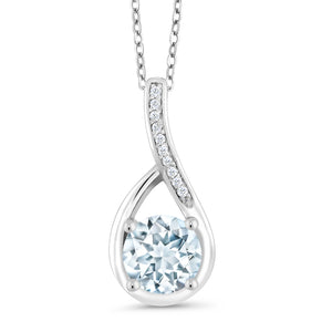 Aquamarine - March_Sterling Silver_Pendant in Sterling Silver