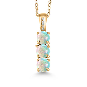 White Simulated Opal - October_Pendant in 925 Yellow Gold Plated Silver