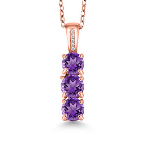 Amethyst - February_Pendant in 925 Rose Gold Plated Silver