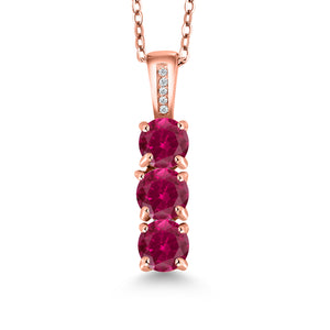 Created Ruby - July_Pendant in 18K Rose Gold Plated Silver