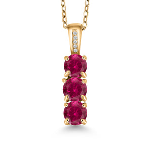 Created Ruby - July_Pendant in 925 Yellow Gold Plated Silver