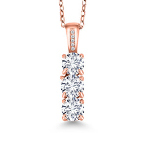 White Lab Grown Diamond - April_Pendant in 925 Rose Gold Plated Silver