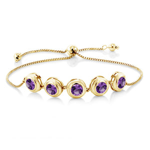 Amethyst - February_Bracelet in 925 Yellow Gold Plated Silver