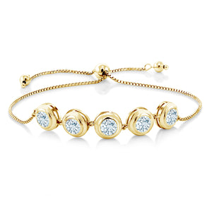Aquamarine - March_Bracelet in 925 Yellow Gold Plated Silver