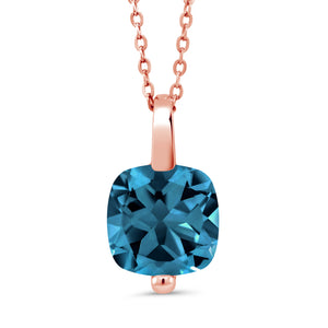London Blue Topaz - November_Pendant in 925 Rose Gold Plated Silver