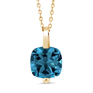 London Blue Topaz - November_Pendant in 925 Yellow Gold Plated Silver
