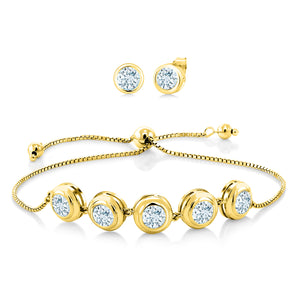 Aquamarine - March_Bracelet in 925 Yellow Gold Plated Silver