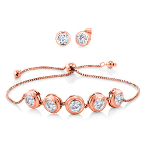 White Moissanite - April_Bracelet in 18K Rose Gold Plated Silver