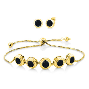 Onyx - December_Bracelet in 925 Yellow Gold Plated Silver