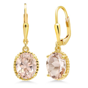 Morganite - October_Earrings in 925 Yellow Gold Plated Silver