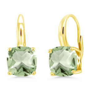Green_Earrings in 925 Yellow Gold Plated Silver
