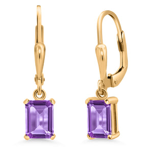 Amethyst - February_Earrings in 925 Yellow Gold Plated Silver